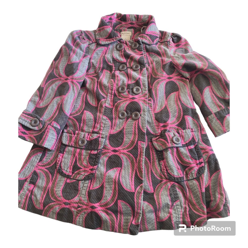 Anthropologie Elevenses Lotus Leaf Double Breasted Pea Coat Women's Size 2 Pink